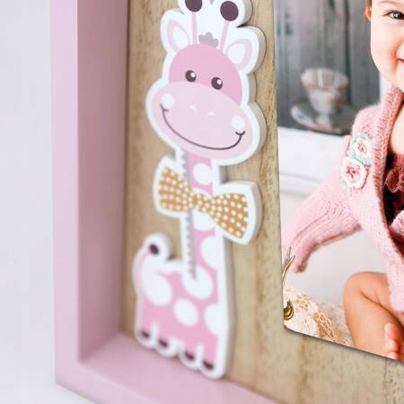 Ramka dziecięca różowa zdjęcie 10x15 żyrafa